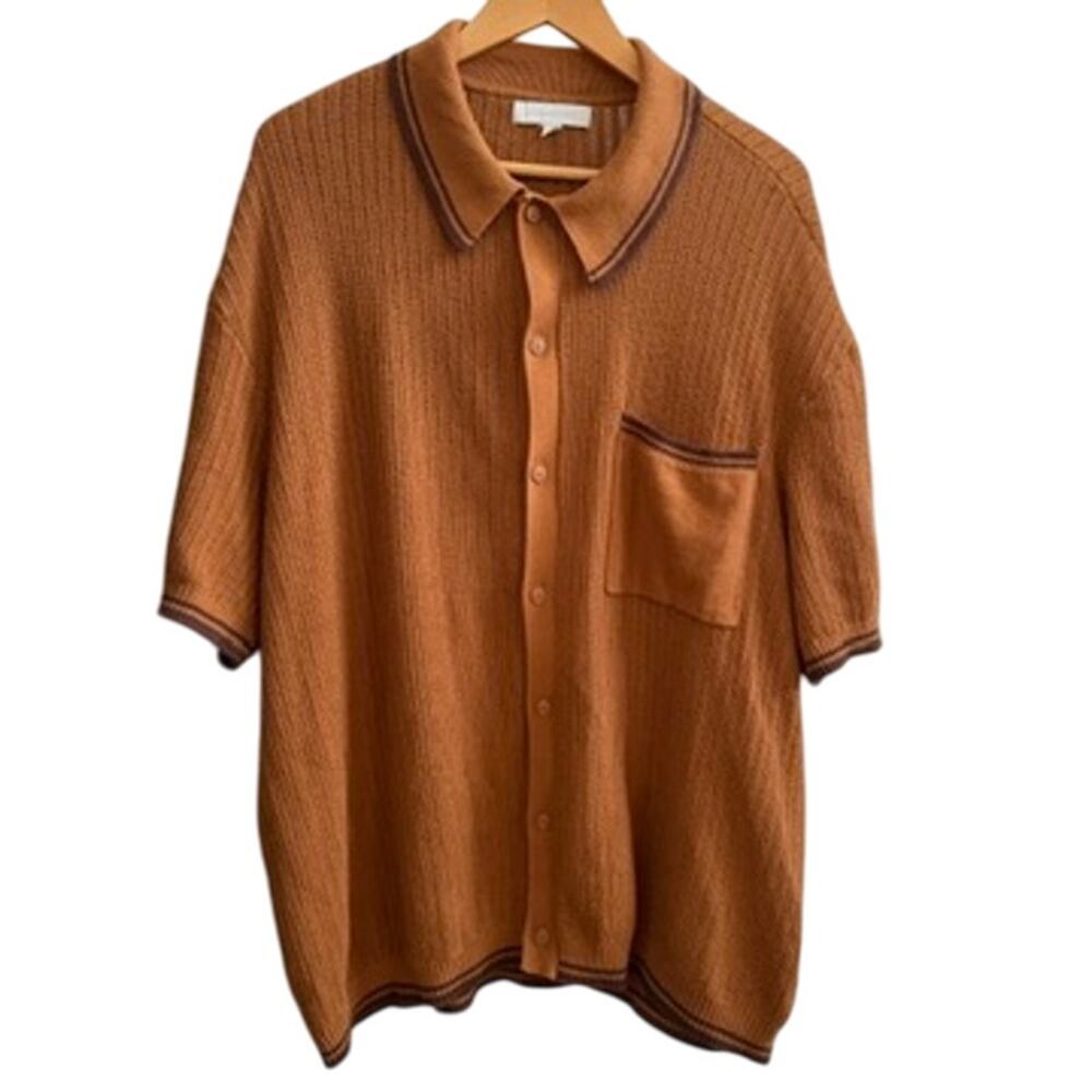 Standard Cloth Cotton Knit XL Brown Collared Sweater‎ Retro Preppy Grandfather